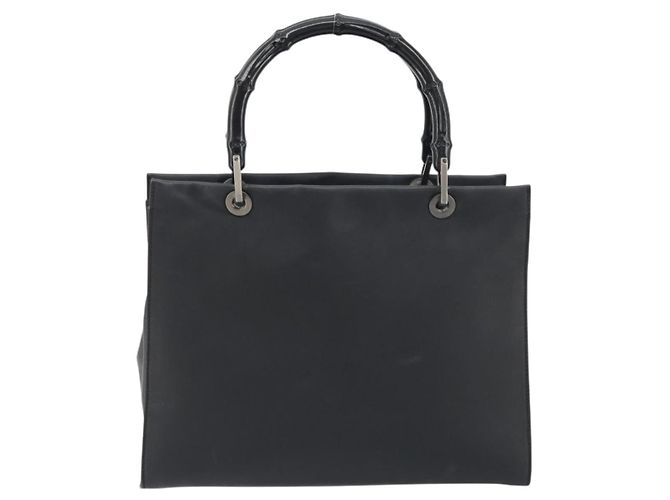 GUCCI Bamboo Tote Bag Leather 2way Black Silver 002 1016 - vista 3