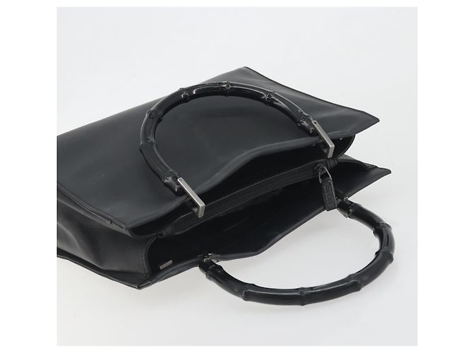 GUCCI Bamboo Tote Bag Leather 2way Black Silver 002 1016 - vista 6