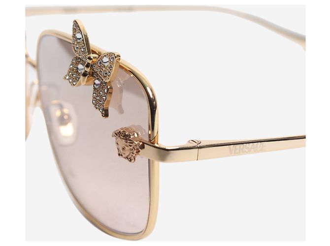 Versace Occhiali da sole a farfalla dorati D'oro - vista 5