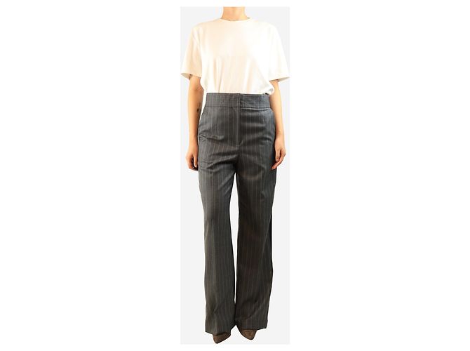 Loewe Pantalones de lana gris a rayas - size UK 10 - vista 2