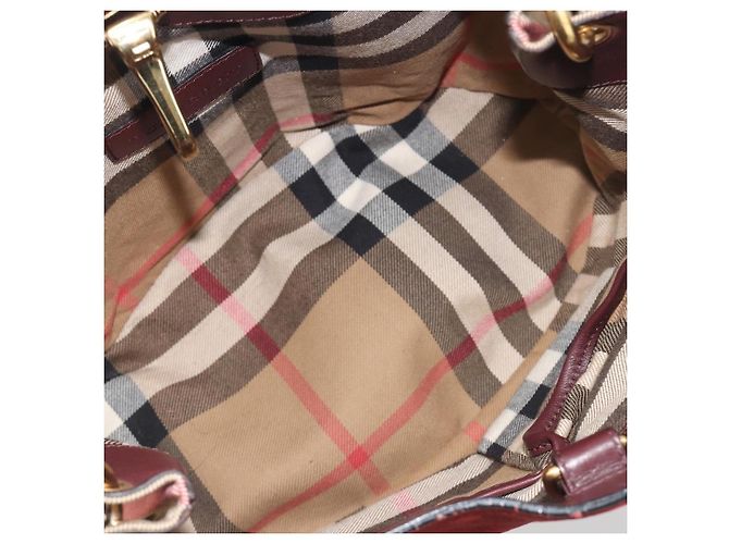 BURBERRY Nova Check Shoulder Bag Canvas Leather Silver Bordeaux - vista 11