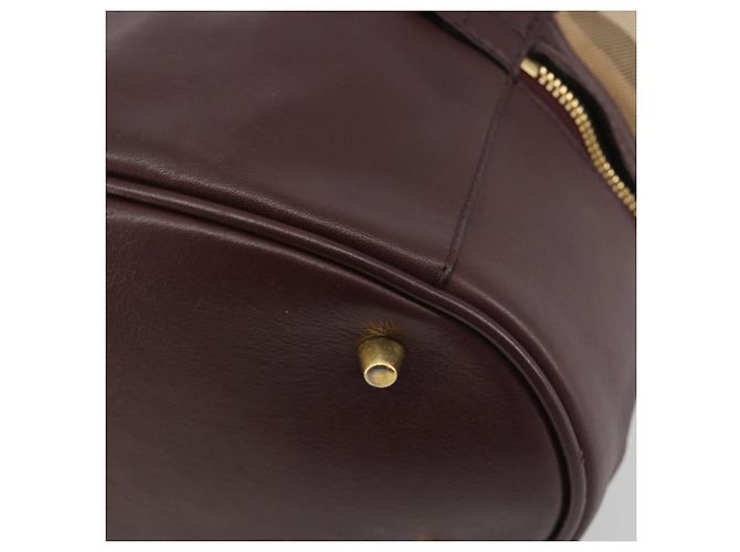 BURBERRY Nova Check Shoulder Bag Canvas Leather Silver Bordeaux - vista 16