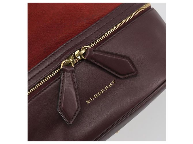 BURBERRY Nova Check Shoulder Bag Canvas Leather Silver Bordeaux - vista 17