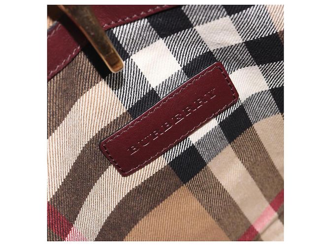 BURBERRY Nova Check Shoulder Bag Canvas Leather Silver Bordeaux - vista 18