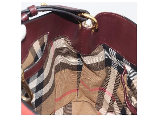 BURBERRY Nova Check Shoulder Bag Canvas Leather Silver Bordeaux - vista 19