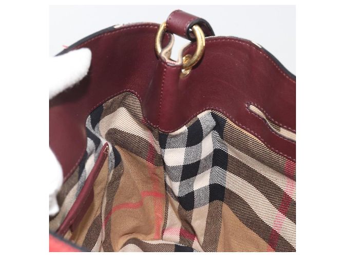BURBERRY Nova Check Shoulder Bag Canvas Leather Silver Bordeaux - vista 20