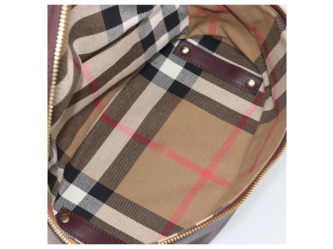 BURBERRY Nova Check Shoulder Bag Canvas Leather Silver Bordeaux - vista 23
