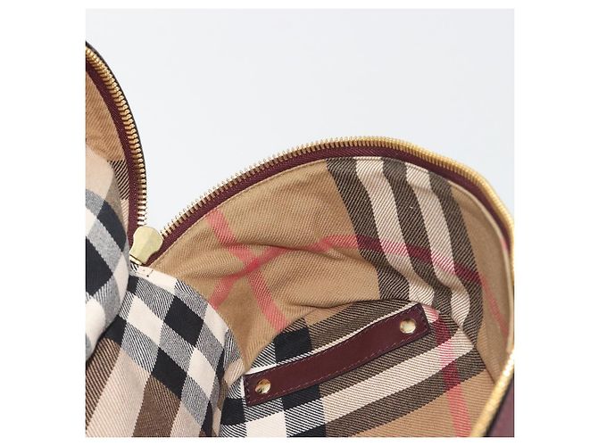 BURBERRY Nova Check Shoulder Bag Canvas Leather Silver Bordeaux - vista 24