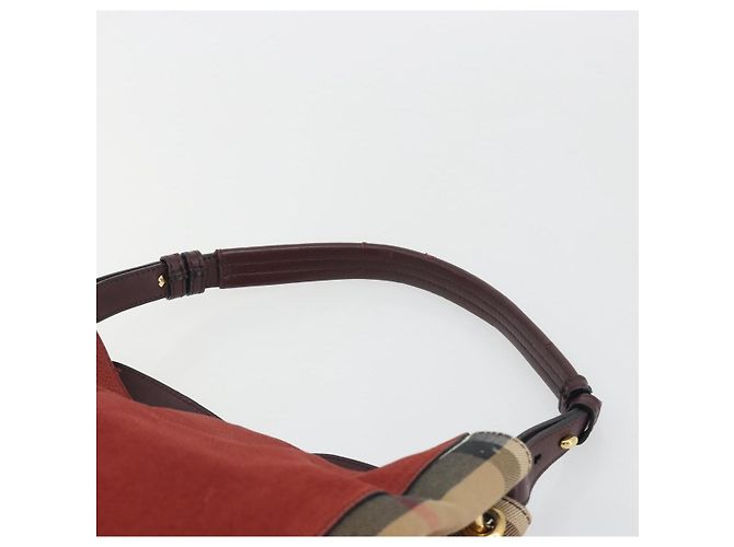 BURBERRY Nova Check Shoulder Bag Canvas Leather Silver Bordeaux - vista 9