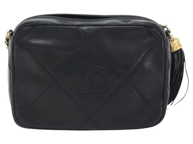 CHANEL Matelasse Chain Shoulder Bag Lamb Skin Gold Black CC - vista 2