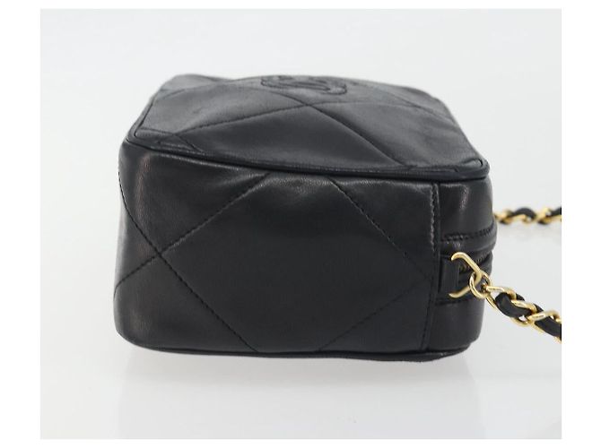 CHANEL Matelasse Chain Shoulder Bag Lamb Skin Gold Black CC - vista 3