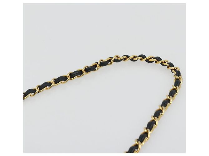 CHANEL Matelasse Chain Shoulder Bag Lamb Skin Gold Black CC - vista 8