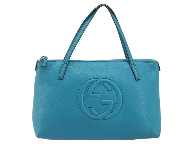 GUCCI Soho Hand Bag Leather Blue Silver 340618 - vista 13