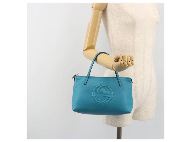 GUCCI Soho Hand Bag Leather Blue Silver 340618 - vista 22