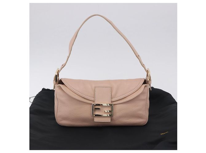 FENDI Mamma Baguette Shoulder Bag Leather Pink Gold - vista 12