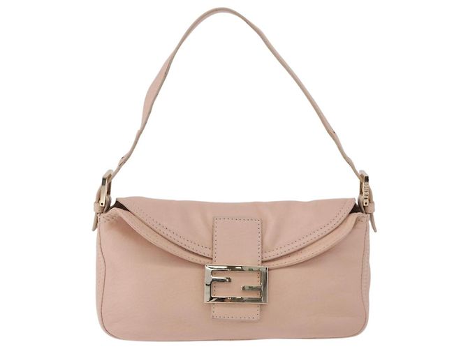 FENDI Mamma Baguette Shoulder Bag Leather Pink Gold - vista 13