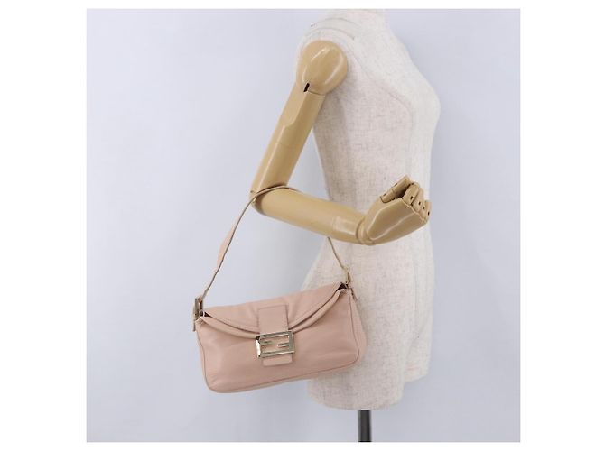 FENDI Mamma Baguette Shoulder Bag Leather Pink Gold - vista 26