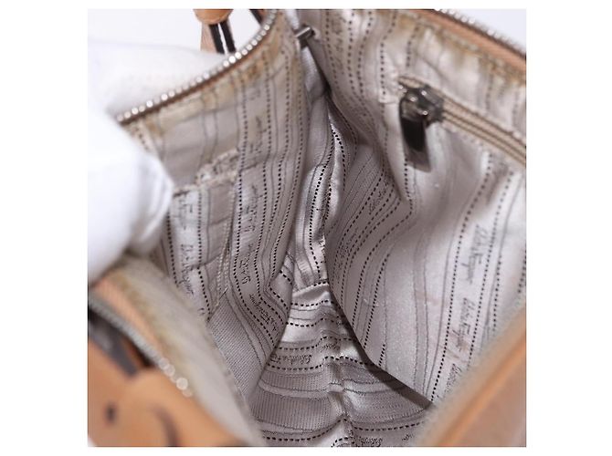 Salvatore Ferragamo Sac à épaule Gancini Cuir Beige Argent - vue 21
