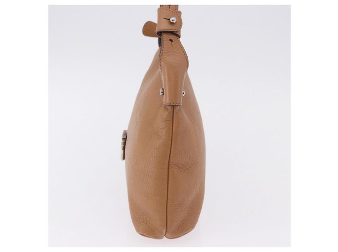 Salvatore Ferragamo Sac à épaule Gancini Cuir Beige Argent - vue 3