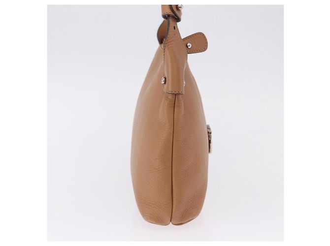 Salvatore Ferragamo Sac à épaule Gancini Cuir Beige Argent - vue 4