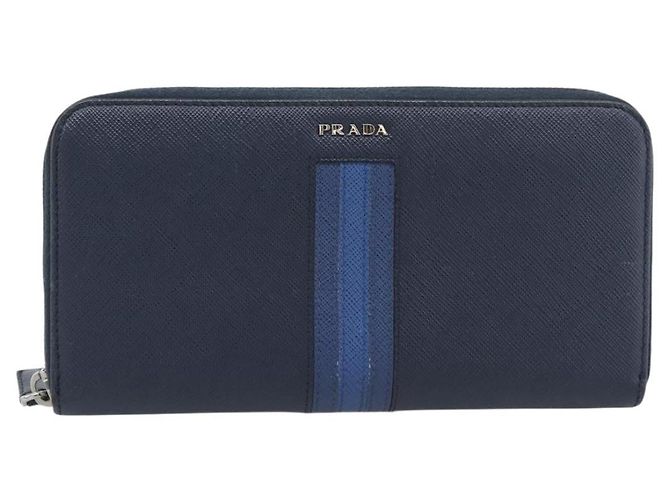 PRADA Lange Geldbörse Saffiano Leder Navy Silver - Ansicht 13