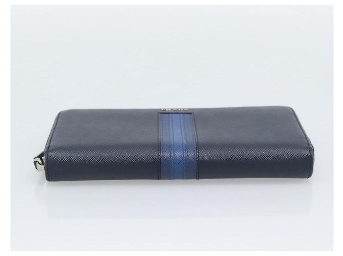 PRADA Lange Geldbörse Saffiano Leder Navy Silver - Ansicht 6