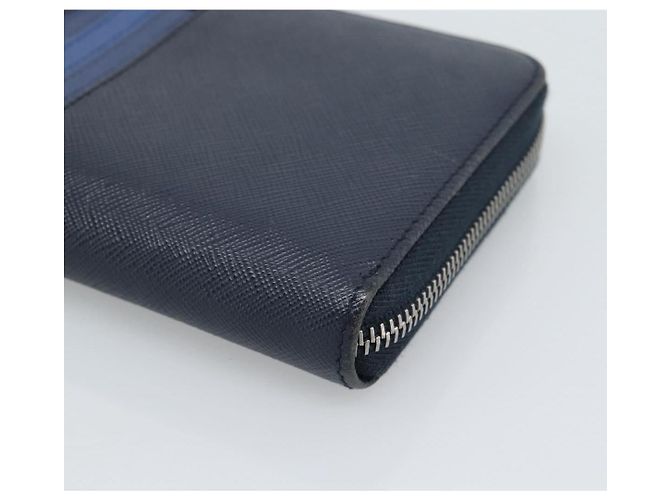 PRADA Lange Geldbörse Saffiano Leder Navy Silver - Ansicht 7