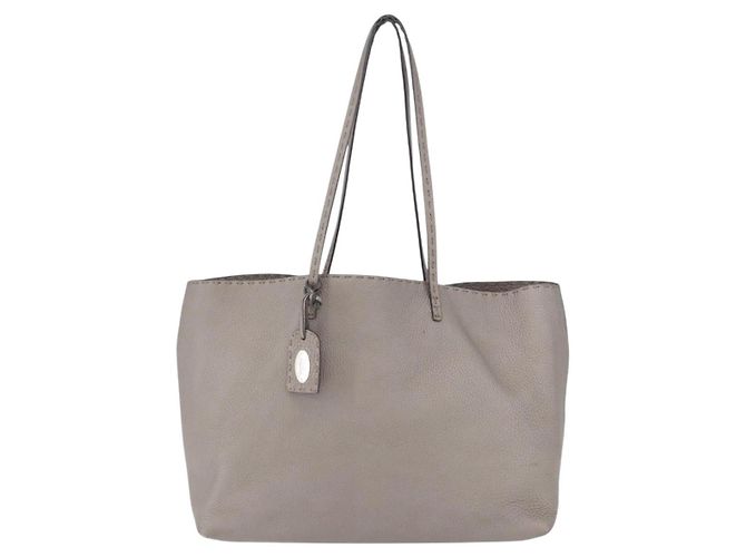 FENDI Celeria Handtasche Leder Grau Silber - Ansicht 13