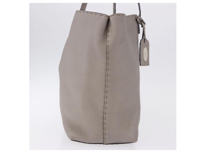 FENDI Celeria Handtasche Leder Grau Silber - Ansicht 4