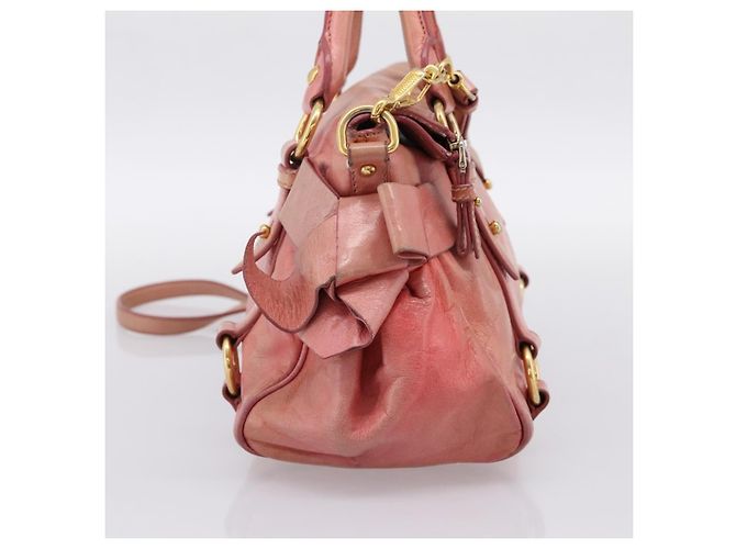 Miu Miu Hand Bag Leather 2way Pink Gold - vista 3