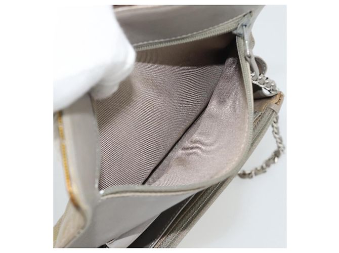 CHANEL Matelasse Chain Shoulder Wallet Patent Gold Silver CC - vista 25