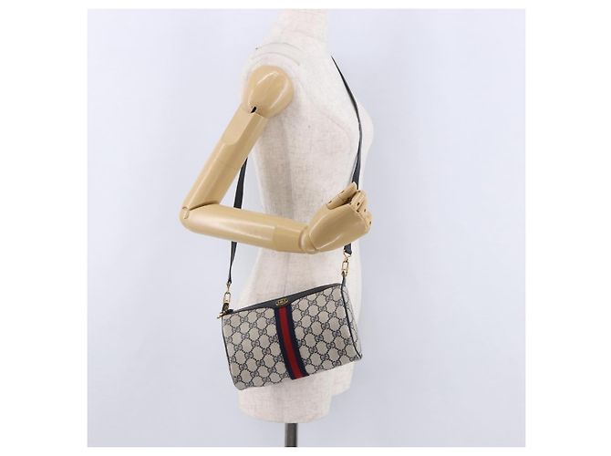 GUCCI GG Supreme Sherry Line Shoulder Bag PVC Navy Gold 89 02 018 - vista 22