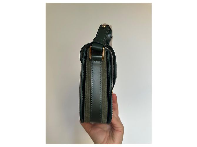 Apc A.P.C. Borsa a tracolla in velluto a coste verde e pelle - vista 15