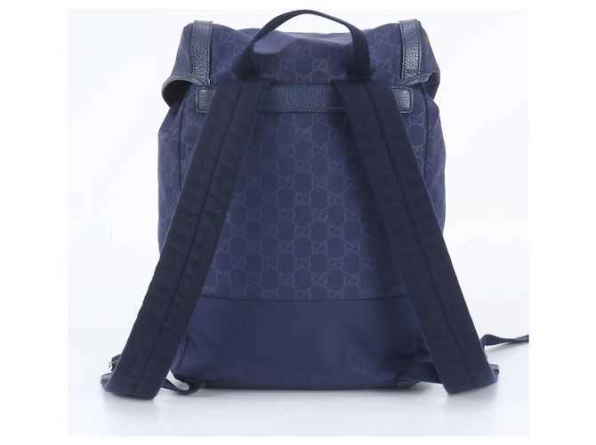 Zaino Gucci GG in nylon e pelle Blu - vista 3