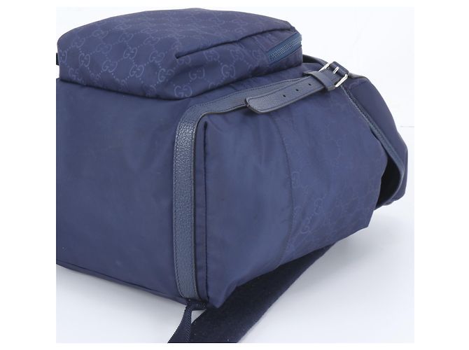 Zaino Gucci GG in nylon e pelle Blu - vista 4