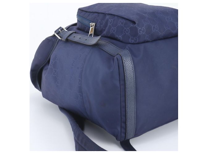 Zaino Gucci GG in nylon e pelle Blu - vista 5