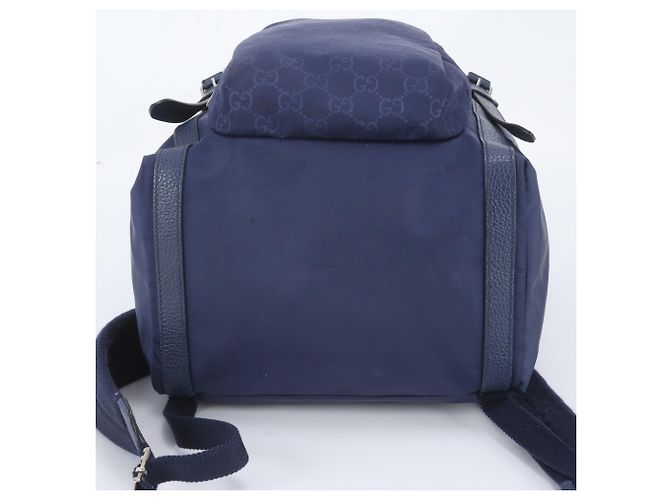 Zaino Gucci GG in nylon e pelle Blu - vista 6
