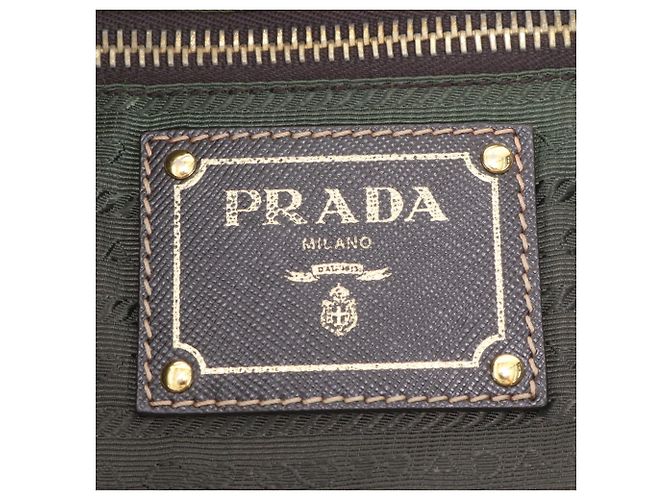 Tote Bolsa 2-Way Prada em nylon Tessuto e couro Verde Caqui - vista 10