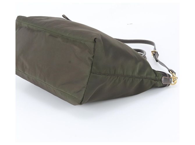 Tote Bolsa 2-Way Prada em nylon Tessuto e couro Verde Caqui - vista 5