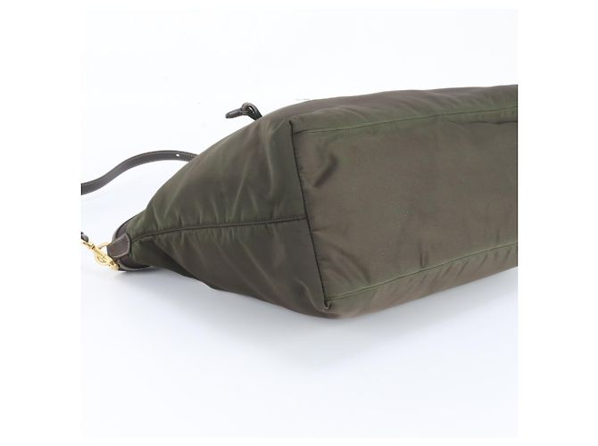 Tote Bolsa 2-Way Prada em nylon Tessuto e couro Verde Caqui - vista 6