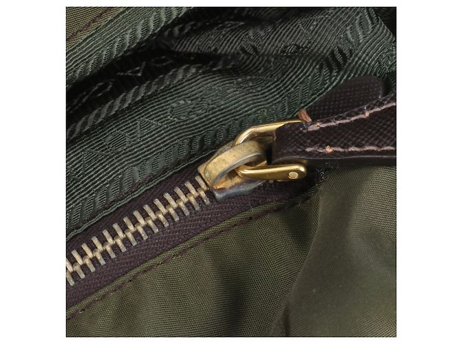 Tote Bolsa 2-Way Prada em nylon Tessuto e couro Verde Caqui - vista 9