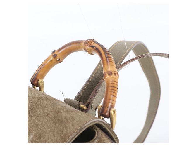 Zaino in pelle Gucci Old Bamboo Marrone - vista 2