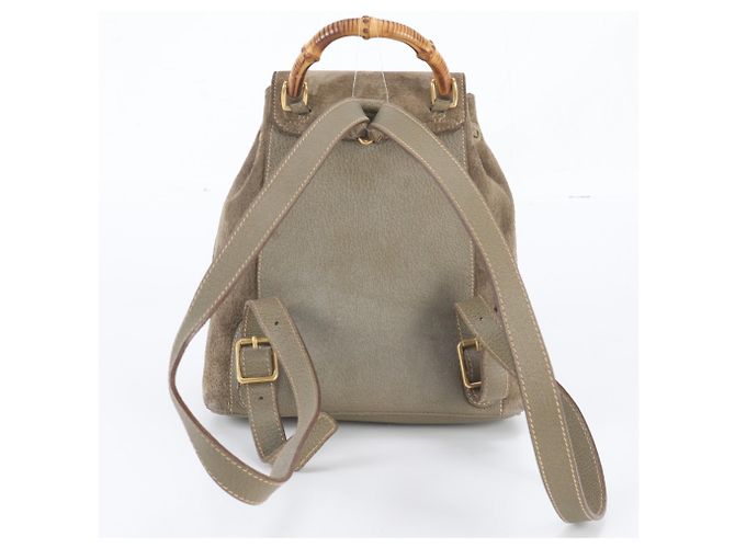 Zaino in pelle Gucci Old Bamboo Marrone - vista 3