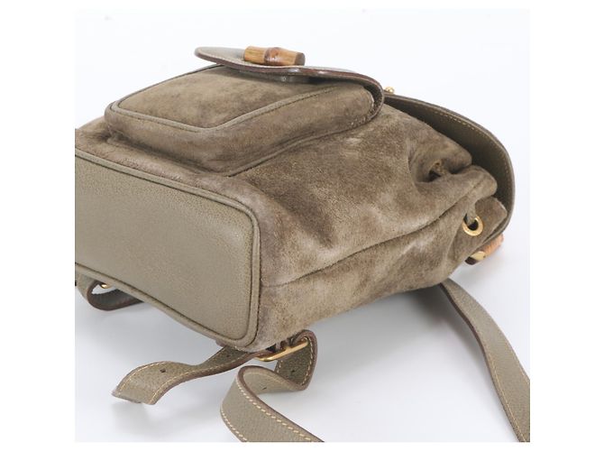 Zaino in pelle Gucci Old Bamboo Marrone - vista 4
