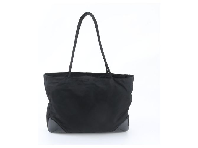 Borsa Tote Prada in nylon Tessuto con logo triangolare nero - vista 3