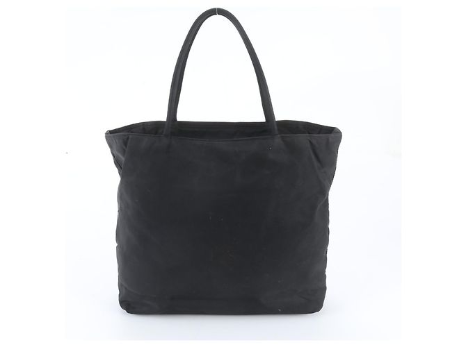 Tote Sac cabas Prada en nylon Tessuto avec logo triangle Noir - vue 3