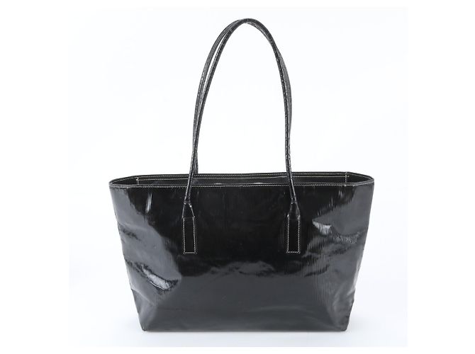 Prada Leder-Tote-Bag mit Dreieckslogo Schwarz - Ansicht 3