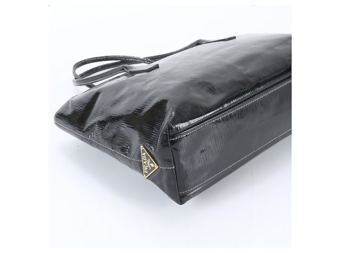 Prada Leder-Tote-Bag mit Dreieckslogo Schwarz - Ansicht 5
