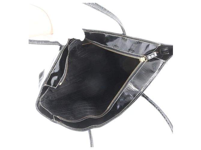 Prada Leder-Tote-Bag mit Dreieckslogo Schwarz - Ansicht 7