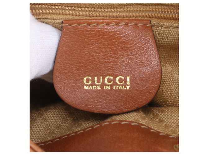 Zaino e borsa a tracolla Gucci Old Bamboo in pelle Cammello - vista 10